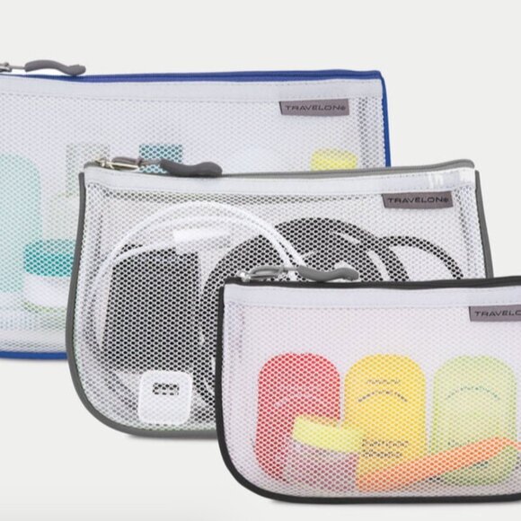 Travelon Set of 3 Assorted Piped Packing Pouches Blue Grey Black - Picture 1 of 8